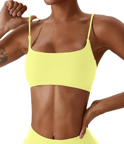 Women's Sports Bras Wirefree Racerback Workout Bras Sexy Thin Straps Yoga Sport Bras with Removable Pads