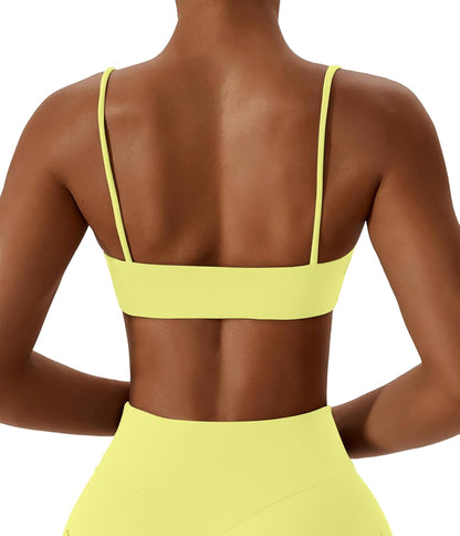 Women's Sports Bras Wirefree Racerback Workout Bras Sexy Thin Straps Yoga Sport Bras with Removable Pads