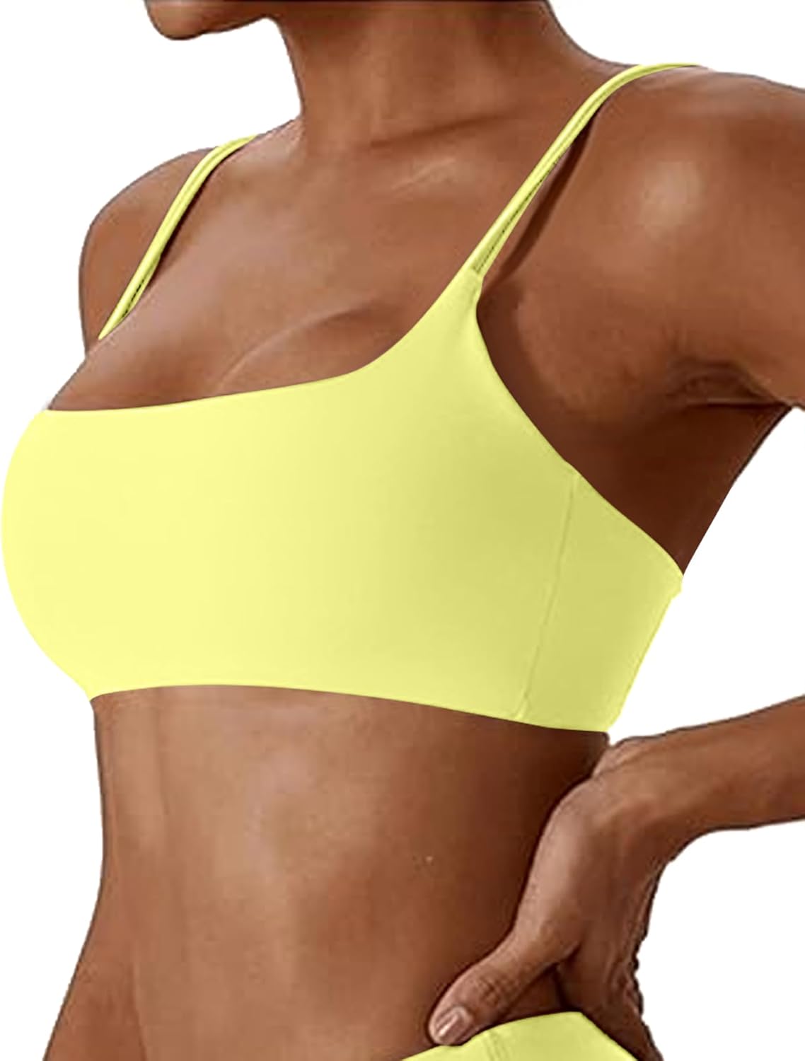 Women's Sports Bras Wirefree Racerback Workout Bras Sexy Thin Straps Yoga Sport Bras with Removable Pads