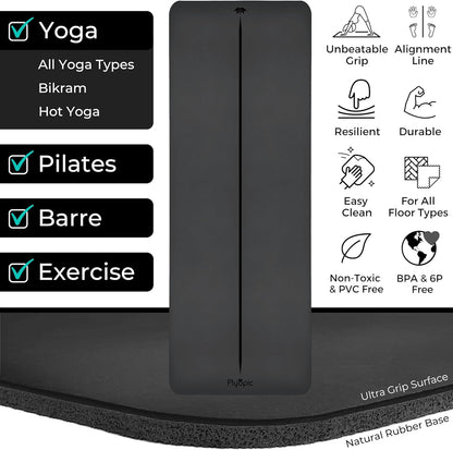 Ultra Grip Pro Yoga Mat – Extreme Non-Slip Grip for Dry & Sweaty Practice, Alignment Lines, Cushioned Support, Extra Wide 72 x 26 in, for Yoga, Pilates & Hot Yoga