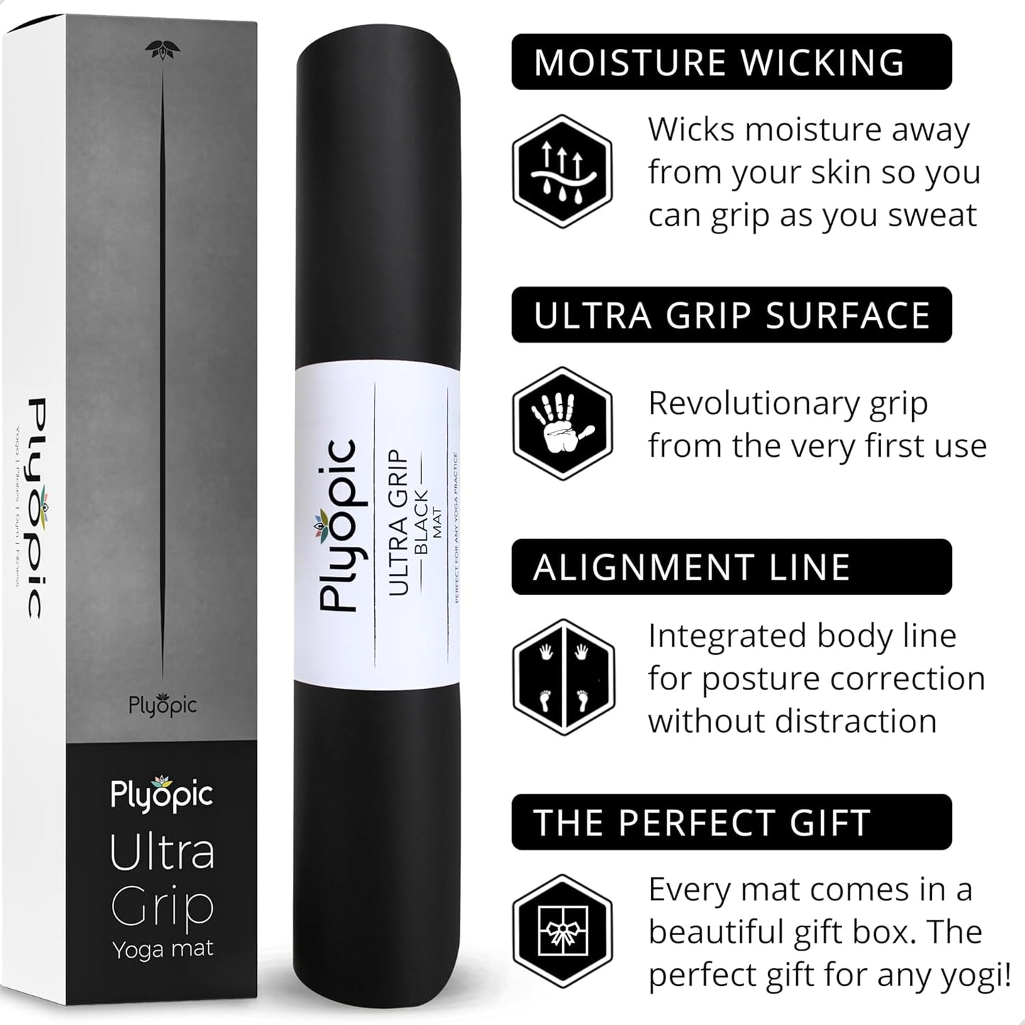Ultra Grip Pro Yoga Mat – Extreme Non-Slip Grip for Dry & Sweaty Practice, Alignment Lines, Cushioned Support, Extra Wide 72 x 26 in, for Yoga, Pilates & Hot Yoga