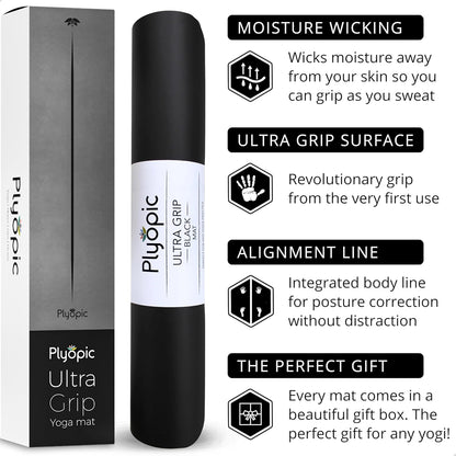 Ultra Grip Pro Yoga Mat – Extreme Non-Slip Grip for Dry & Sweaty Practice, Alignment Lines, Cushioned Support, Extra Wide 72 x 26 in, for Yoga, Pilates & Hot Yoga