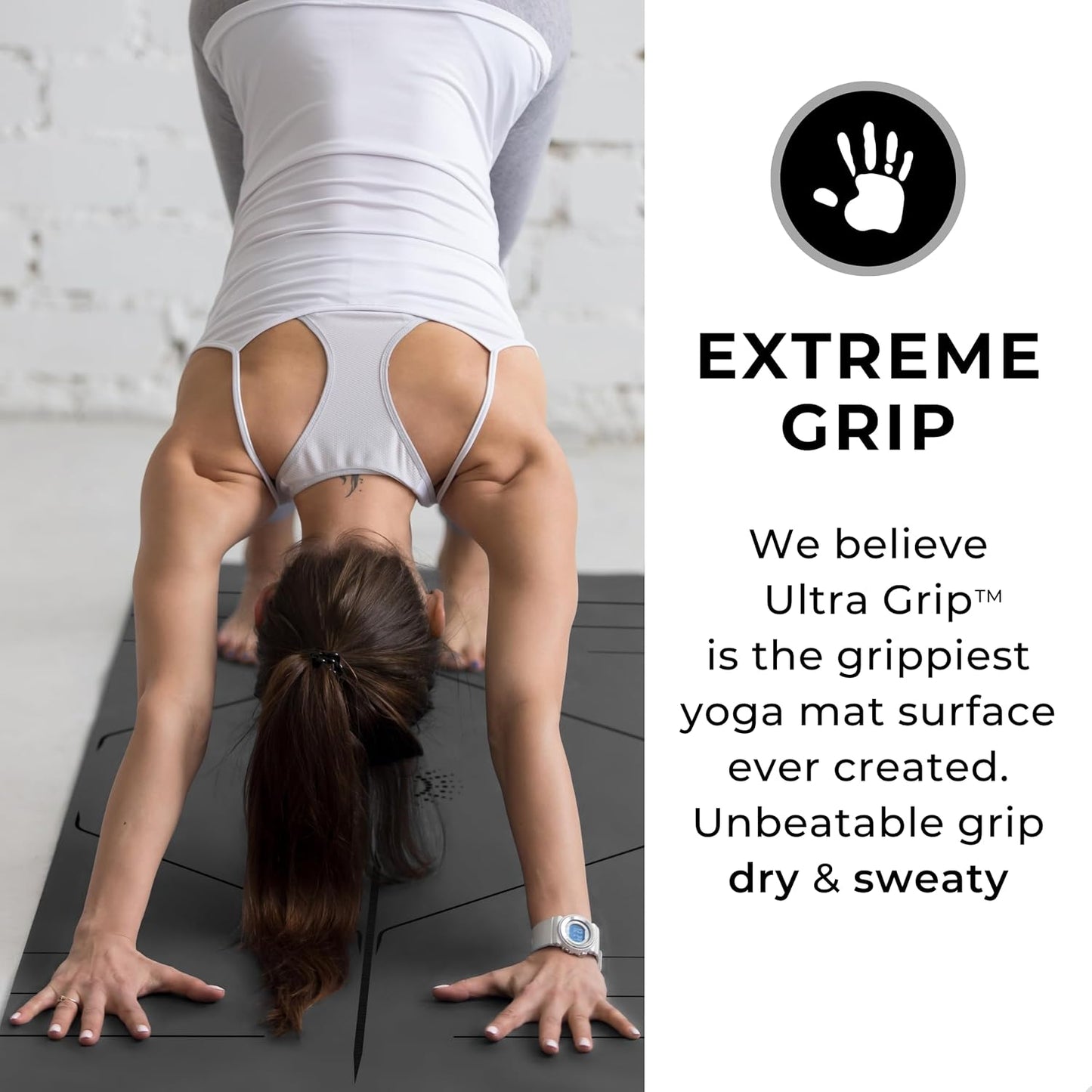 Ultra Grip Pro Yoga Mat – Extreme Non-Slip Grip for Dry & Sweaty Practice, Alignment Lines, Cushioned Support, Extra Wide 72 x 26 in, for Yoga, Pilates & Hot Yoga