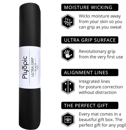 Ultra Grip Pro Yoga Mat – Extreme Non-Slip Grip for Dry & Sweaty Practice, Alignment Lines, Cushioned Support, Extra Wide 72 x 26 in, for Yoga, Pilates & Hot Yoga