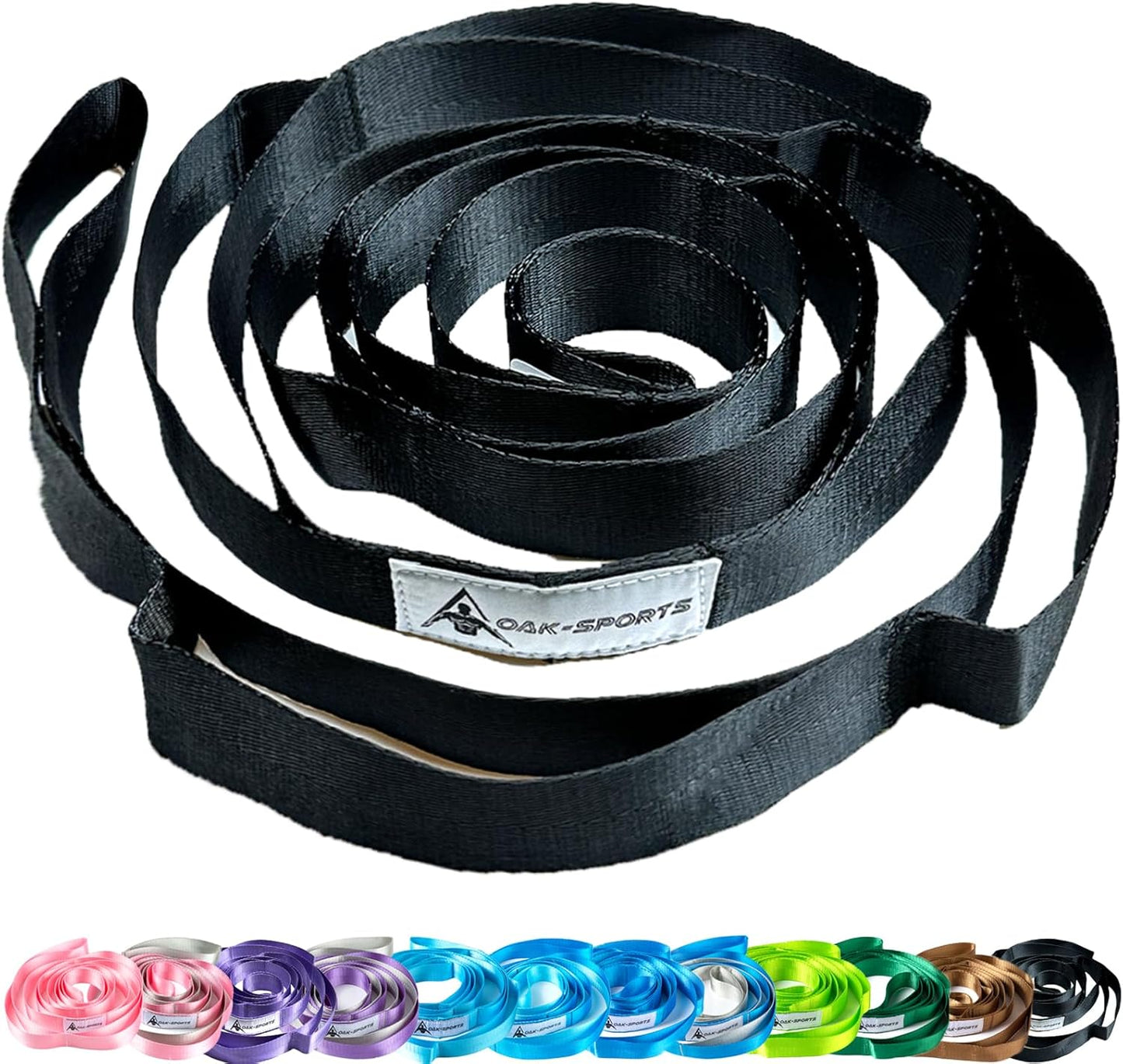 Stretching Strap Yoga Strap for Physical Therapy with 10 Loops, Yoga Straps for Stretching, Upgraded Non-Elastic Stretch Band for Pilates, Dance and Gymnastics with Workout Guide
