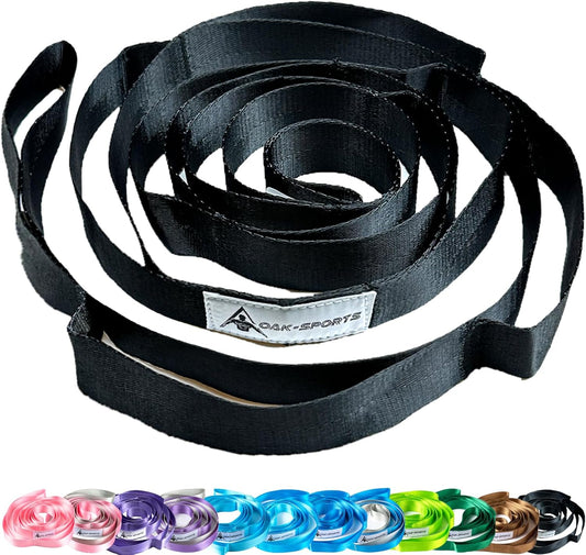 Stretching Strap Yoga Strap for Physical Therapy with 10 Loops, Yoga Straps for Stretching, Upgraded Non-Elastic Stretch Band for Pilates, Dance and Gymnastics with Workout Guide
