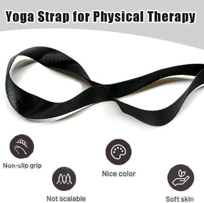 Stretching Strap Yoga Strap for Physical Therapy with 10 Loops, Yoga Straps for Stretching, Upgraded Non-Elastic Stretch Band for Pilates, Dance and Gymnastics with Workout Guide