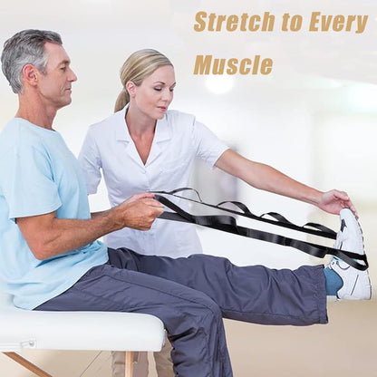 Stretching Strap Yoga Strap for Physical Therapy with 10 Loops, Yoga Straps for Stretching, Upgraded Non-Elastic Stretch Band for Pilates, Dance and Gymnastics with Workout Guide