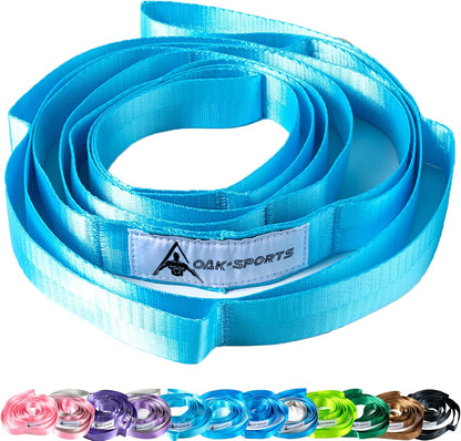 Stretching Strap Yoga Strap for Physical Therapy with 10 Loops, Yoga Straps for Stretching, Upgraded Non-Elastic Stretch Band for Pilates, Dance and Gymnastics with Workout Guide