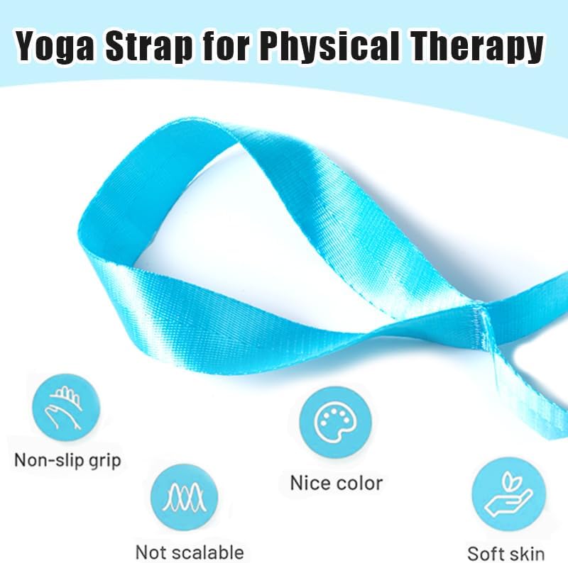 Stretching Strap Yoga Strap for Physical Therapy with 10 Loops, Yoga Straps for Stretching, Upgraded Non-Elastic Stretch Band for Pilates, Dance and Gymnastics with Workout Guide