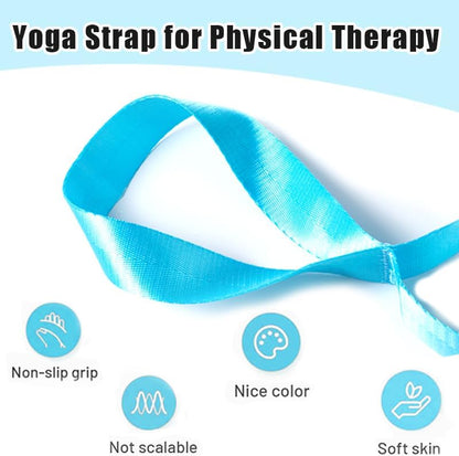 Stretching Strap Yoga Strap for Physical Therapy with 10 Loops, Yoga Straps for Stretching, Upgraded Non-Elastic Stretch Band for Pilates, Dance and Gymnastics with Workout Guide