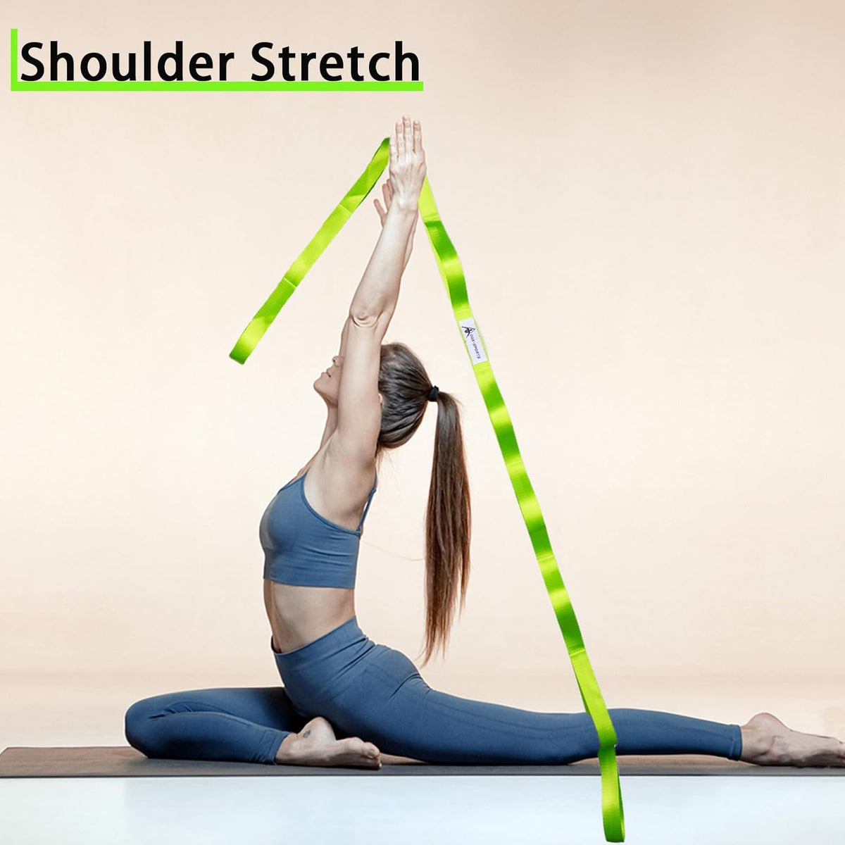 Stretching Strap Yoga Strap for Physical Therapy with 10 Loops, Yoga Straps for Stretching, Upgraded Non-Elastic Stretch Band for Pilates, Dance and Gymnastics with Workout Guide