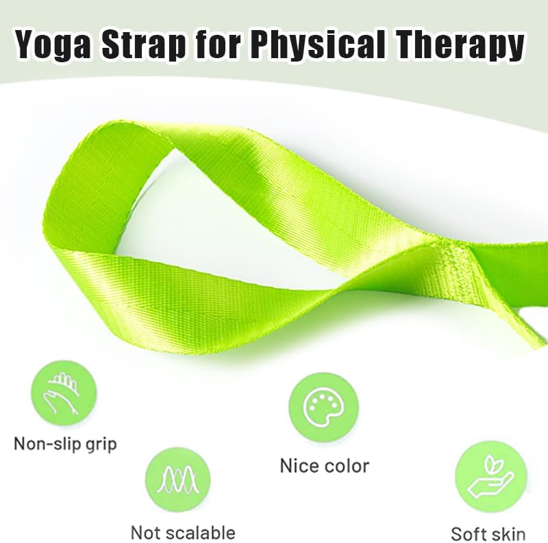 Stretching Strap Yoga Strap for Physical Therapy with 10 Loops, Yoga Straps for Stretching, Upgraded Non-Elastic Stretch Band for Pilates, Dance and Gymnastics with Workout Guide