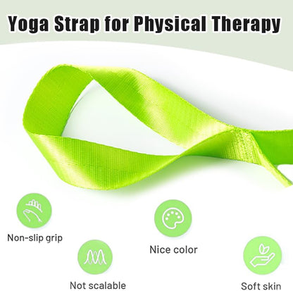 Stretching Strap Yoga Strap for Physical Therapy with 10 Loops, Yoga Straps for Stretching, Upgraded Non-Elastic Stretch Band for Pilates, Dance and Gymnastics with Workout Guide
