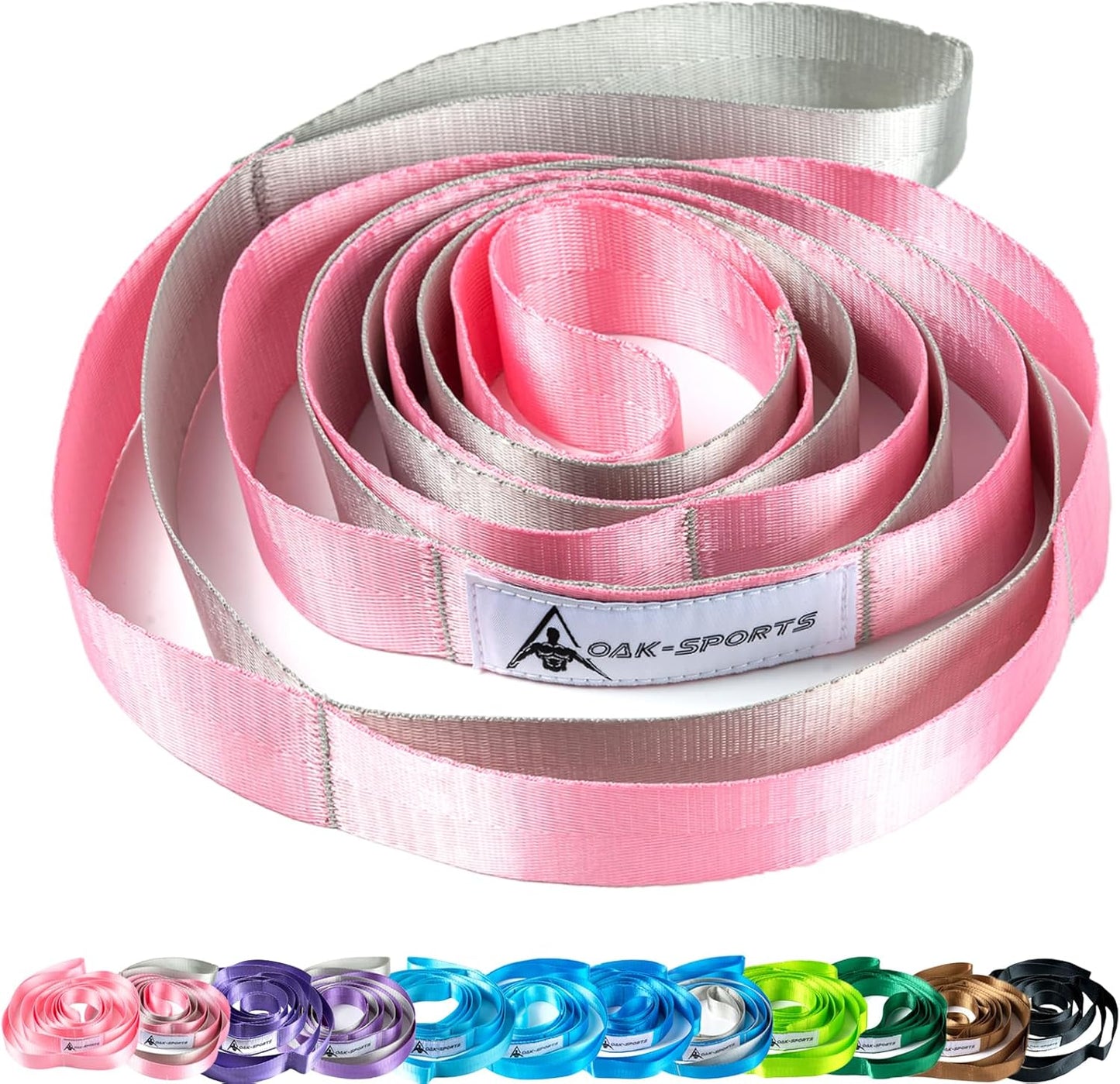 Stretching Strap Yoga Strap for Physical Therapy with 10 Loops, Yoga Straps for Stretching, Upgraded Non-Elastic Stretch Band for Pilates, Dance and Gymnastics with Workout Guide
