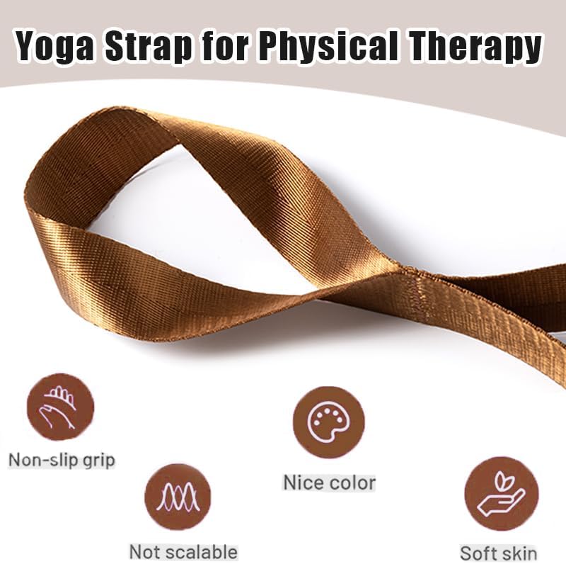 Stretching Strap Yoga Strap for Physical Therapy with 10 Loops, Yoga Straps for Stretching, Upgraded Non-Elastic Stretch Band for Pilates, Dance and Gymnastics with Workout Guide