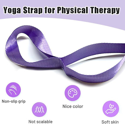 Stretching Strap Yoga Strap for Physical Therapy with 10 Loops, Yoga Straps for Stretching, Upgraded Non-Elastic Stretch Band for Pilates, Dance and Gymnastics with Workout Guide
