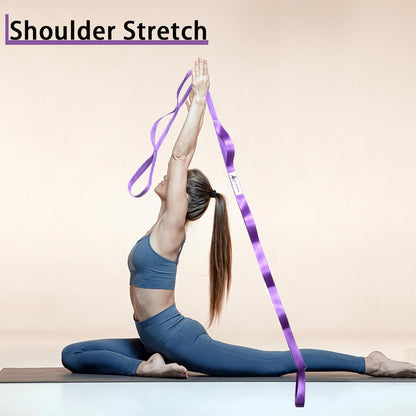 Stretching Strap Yoga Strap for Physical Therapy with 10 Loops, Yoga Straps for Stretching, Upgraded Non-Elastic Stretch Band for Pilates, Dance and Gymnastics with Workout Guide