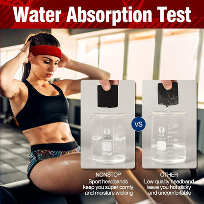 Sweatbands Sports Headband for Men & Women, Moisture Wicking Hairband Athletic Towel Headbands Cotton Head Sweat Bands for Running, Cycling, Yoga, Spa