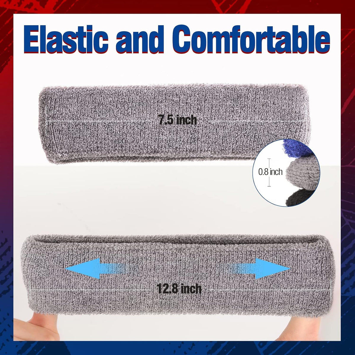 Sweatbands Sports Headband for Men & Women, Moisture Wicking Hairband Athletic Towel Headbands Cotton Head Sweat Bands for Running, Cycling, Yoga, Spa
