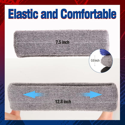 Sweatbands Sports Headband for Men & Women, Moisture Wicking Hairband Athletic Towel Headbands Cotton Head Sweat Bands for Running, Cycling, Yoga, Spa