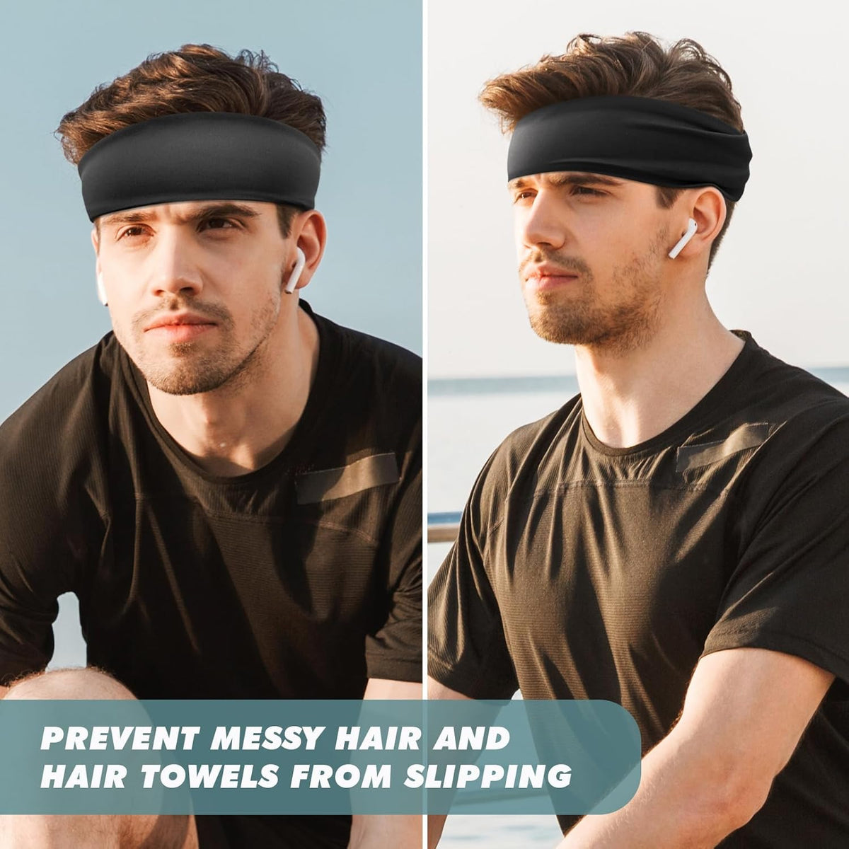 Sweatbands Sports Headband for Men & Women, Moisture Wicking Hairband Athletic Towel Headbands Cotton Head Sweat Bands for Running, Cycling, Yoga, Spa