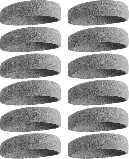 Sweatbands Sports Headband for Men & Women, Moisture Wicking Hairband Athletic Towel Headbands Cotton Head Sweat Bands for Running, Cycling, Yoga, Spa