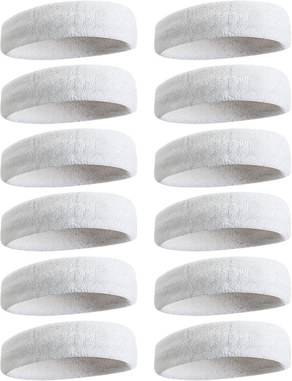 Sweatbands Sports Headband for Men & Women, Moisture Wicking Hairband Athletic Towel Headbands Cotton Head Sweat Bands for Running, Cycling, Yoga, Spa