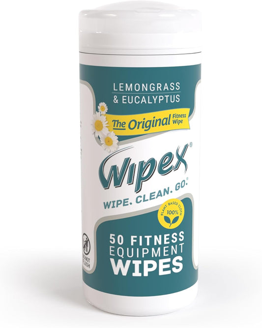 Fitness Equipment Wipes - EWG Verified - 50 Ct Original Natural Plant Based Gym Wipes for Equipment, Clean Surfaces at Home or Gym, Use as a Yoga Mat Cleaner, Lemongrass, Eucalyptus & Vinegar