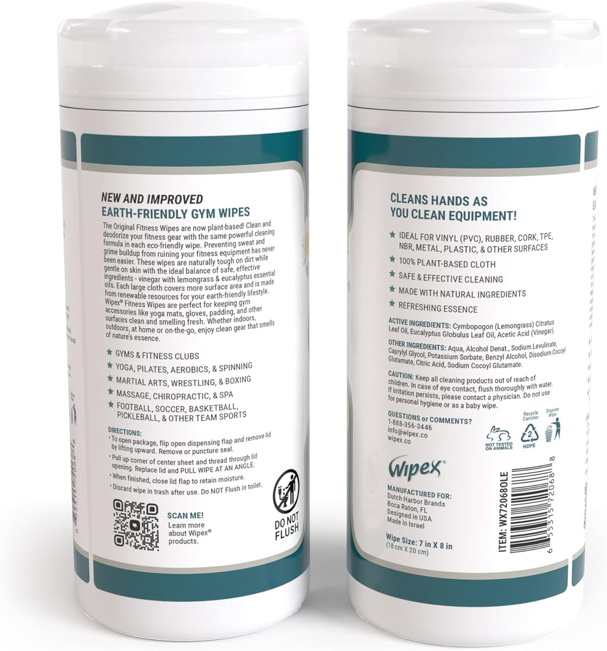 Fitness Equipment Wipes - EWG Verified - 50 Ct Original Natural Plant Based Gym Wipes for Equipment, Clean Surfaces at Home or Gym, Use as a Yoga Mat Cleaner, Lemongrass, Eucalyptus & Vinegar