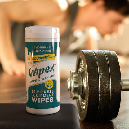Fitness Equipment Wipes - EWG Verified - 50 Ct Original Natural Plant Based Gym Wipes for Equipment, Clean Surfaces at Home or Gym, Use as a Yoga Mat Cleaner, Lemongrass, Eucalyptus & Vinegar