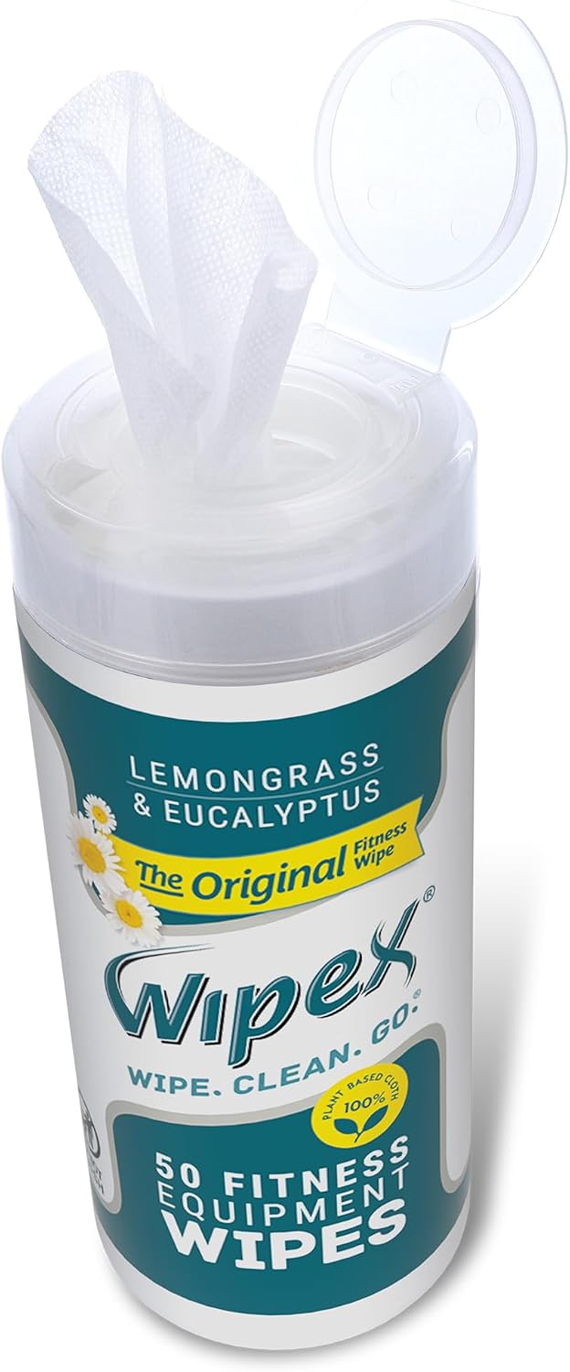 Fitness Equipment Wipes - EWG Verified - 50 Ct Original Natural Plant Based Gym Wipes for Equipment, Clean Surfaces at Home or Gym, Use as a Yoga Mat Cleaner, Lemongrass, Eucalyptus & Vinegar