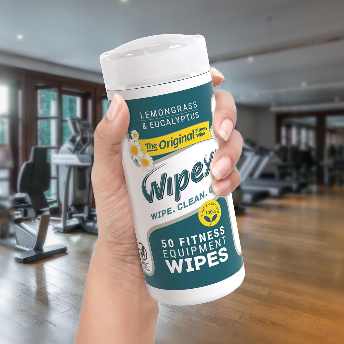 Fitness Equipment Wipes - EWG Verified - 50 Ct Original Natural Plant Based Gym Wipes for Equipment, Clean Surfaces at Home or Gym, Use as a Yoga Mat Cleaner, Lemongrass, Eucalyptus & Vinegar