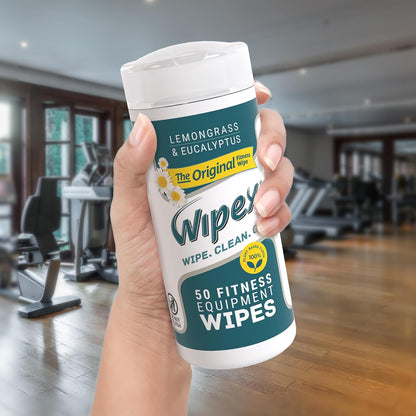 Fitness Equipment Wipes - EWG Verified - 50 Ct Original Natural Plant Based Gym Wipes for Equipment, Clean Surfaces at Home or Gym, Use as a Yoga Mat Cleaner, Lemongrass, Eucalyptus & Vinegar