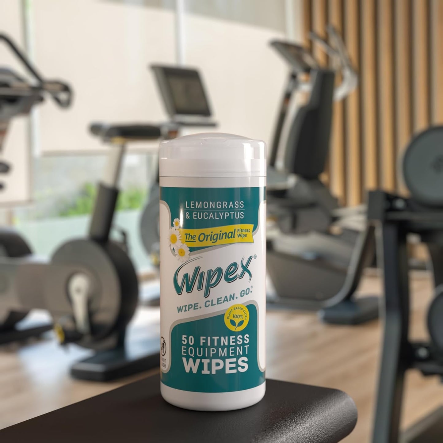 Fitness Equipment Wipes - EWG Verified - 50 Ct Original Natural Plant Based Gym Wipes for Equipment, Clean Surfaces at Home or Gym, Use as a Yoga Mat Cleaner, Lemongrass, Eucalyptus & Vinegar