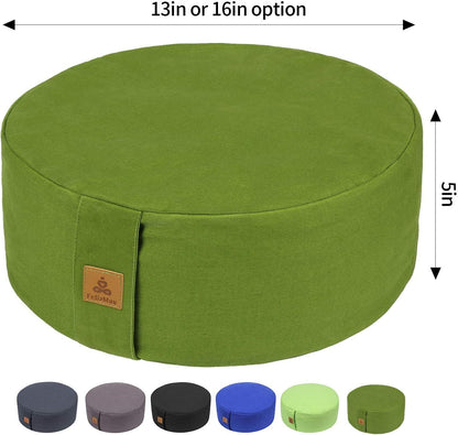 Zafu Buckwheat Meditation Cushion,D=13"/16" H=5.5",Round Zabuton Meditation Pillow,Yoga Bolster Kneeling Pillow Premium Yoga Pillow for Sitting on Floor Zippered Cotton Cover