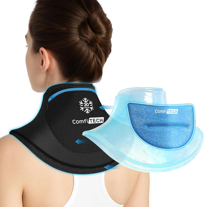 Dual-Gel Neck Ice Pack Wrap, 30-Minute Cooling Cervical Wrap, M