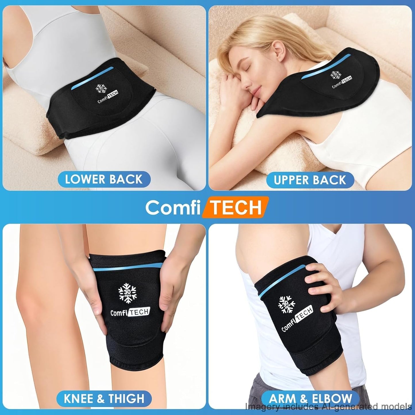 Dual-Gel Neck Ice Pack Wrap, 30-Minute Cooling Cervical Wrap, M
