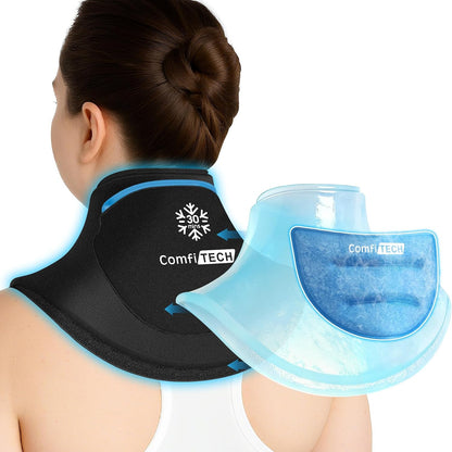 Dual-Gel Neck Ice Pack Wrap, 30-Minute Cooling Cervical Wrap, M