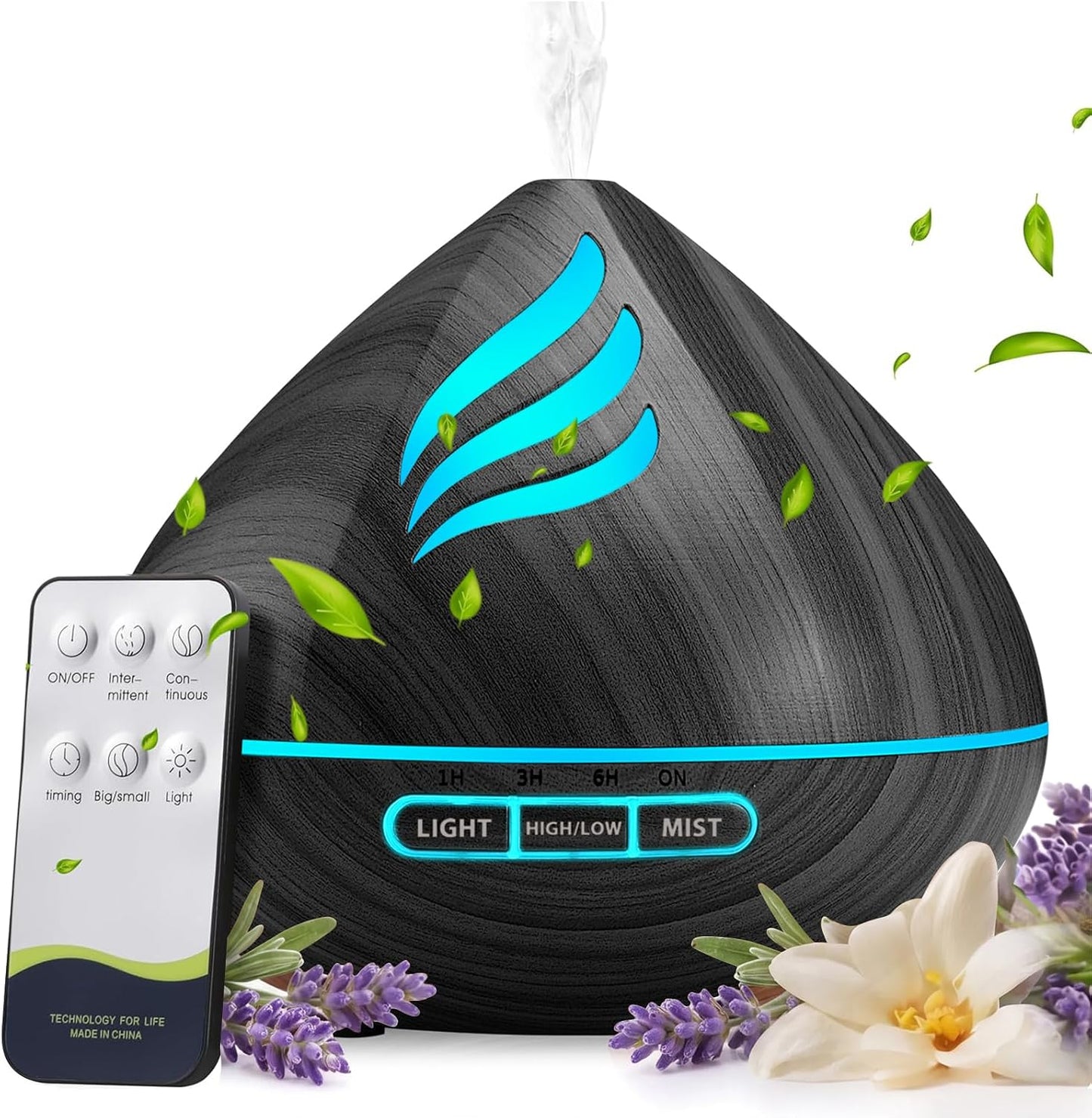 500ML Essential Oil Scent Diffuser: Remote Control &14 Colors LED for Home