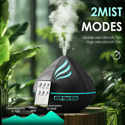 500ML Essential Oil Scent Diffuser: Remote Control &14 Colors LED for Home