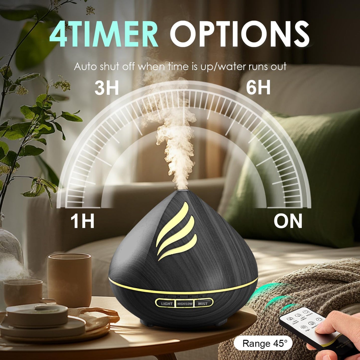 500ML Essential Oil Scent Diffuser: Remote Control &14 Colors LED for Home