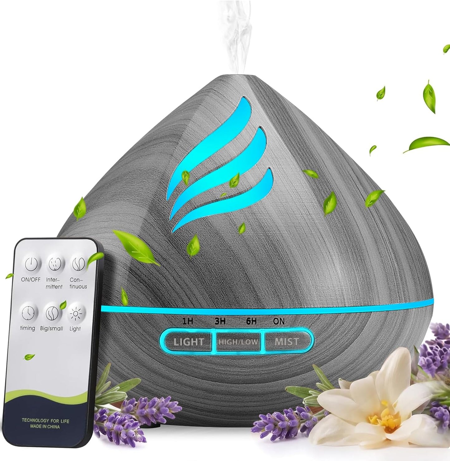 500ML Essential Oil Scent Diffuser: Remote Control &14 Colors LED for Home