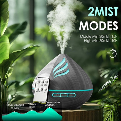 500ML Essential Oil Scent Diffuser: Remote Control &14 Colors LED for Home