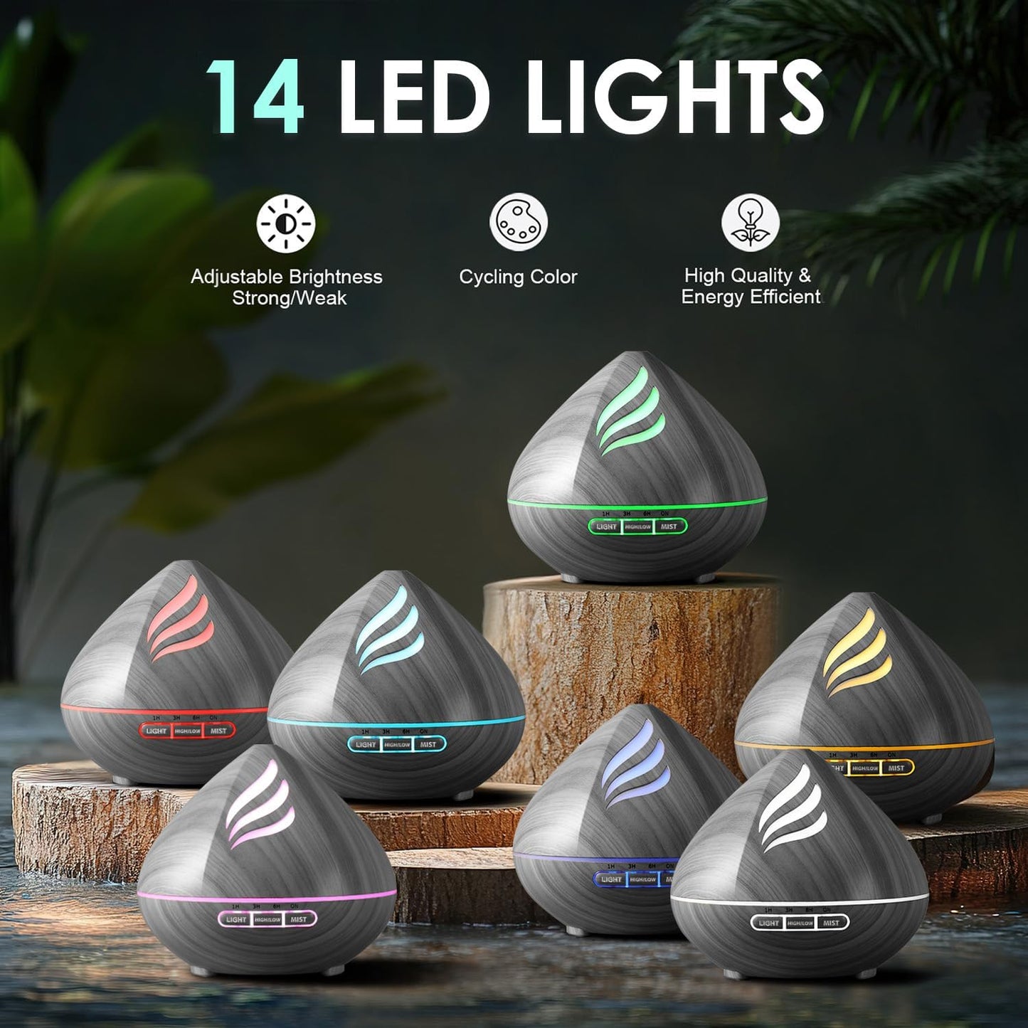 500ML Essential Oil Scent Diffuser: Remote Control &14 Colors LED for Home