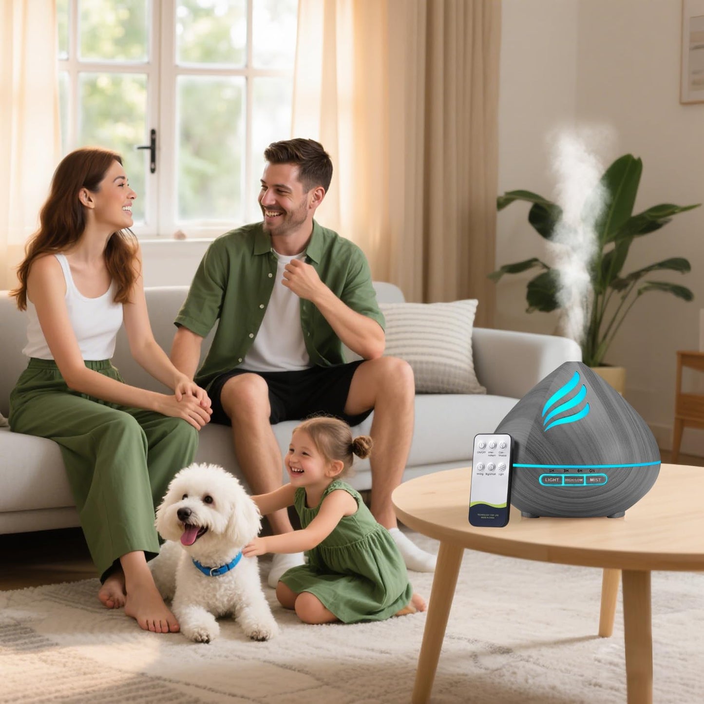 500ML Essential Oil Scent Diffuser: Remote Control &14 Colors LED for Home