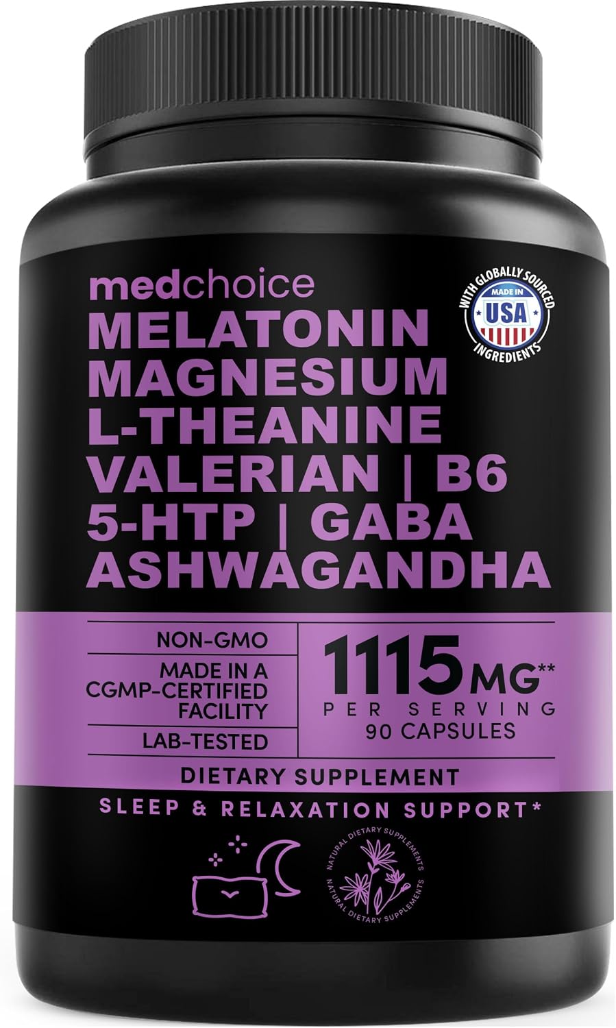 12-in-1 Melatonin 5mg Sleep Capsules with Magnesium, 90ct