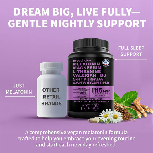 12-in-1 Melatonin 5mg Sleep Capsules with Magnesium, 90ct