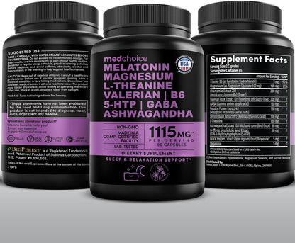 12-in-1 Melatonin 5mg Sleep Capsules with Magnesium, 90ct