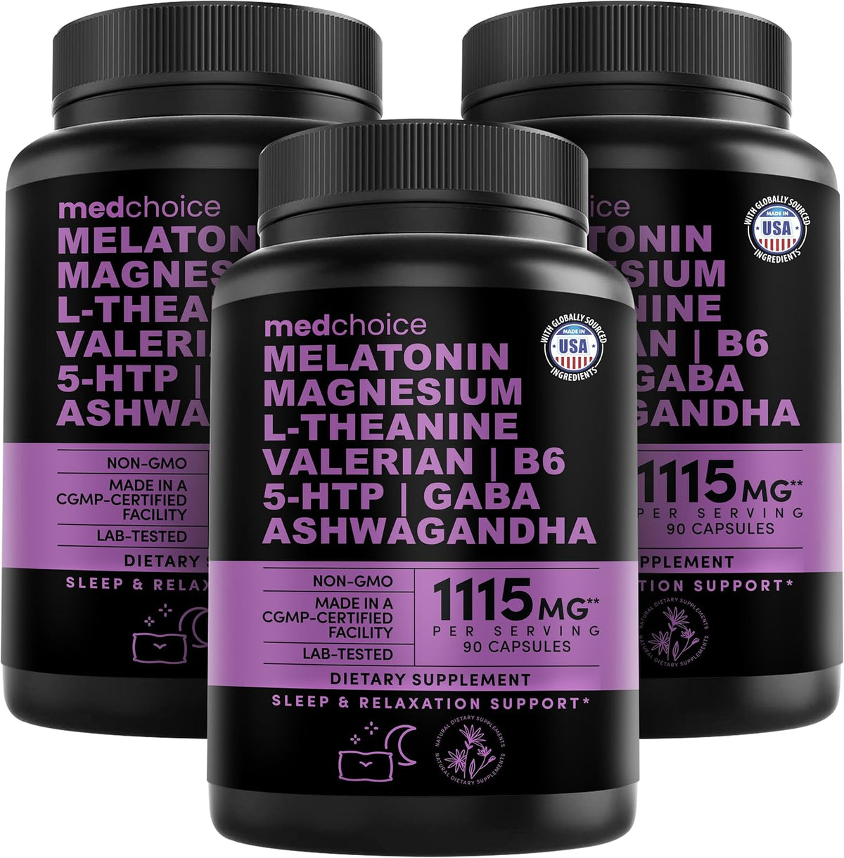 12-in-1 Melatonin 5mg Sleep Capsules with Magnesium, 90ct